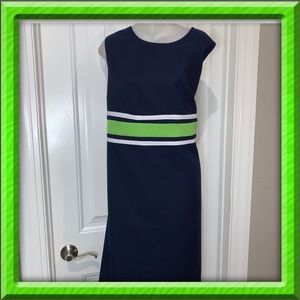 Plus Size Navy with Lime Green & White Stripe Dress